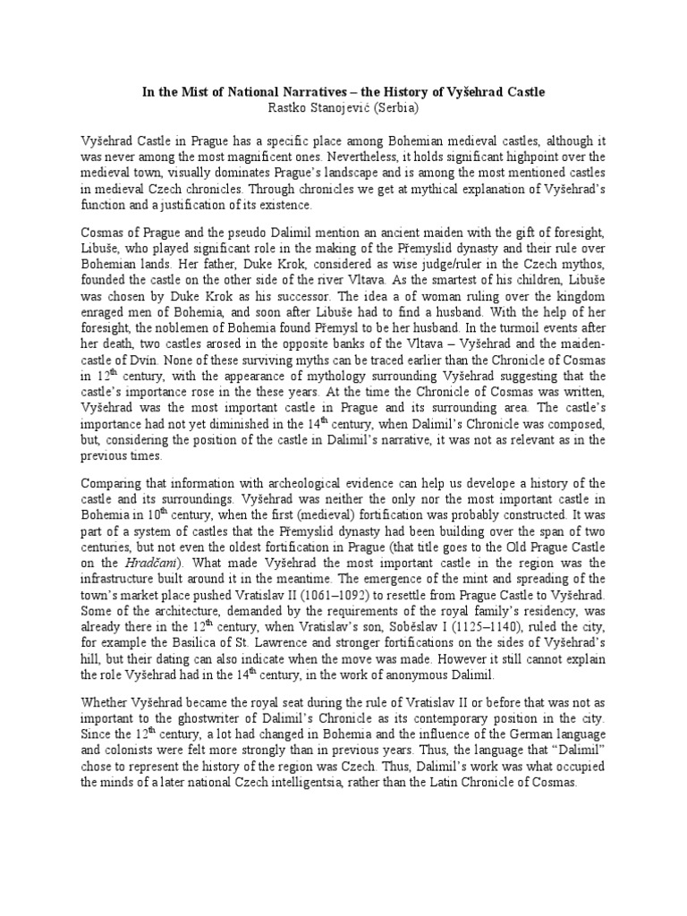 In The Mist of National Narratives - History of Vyšehrad Castle | PDF ...