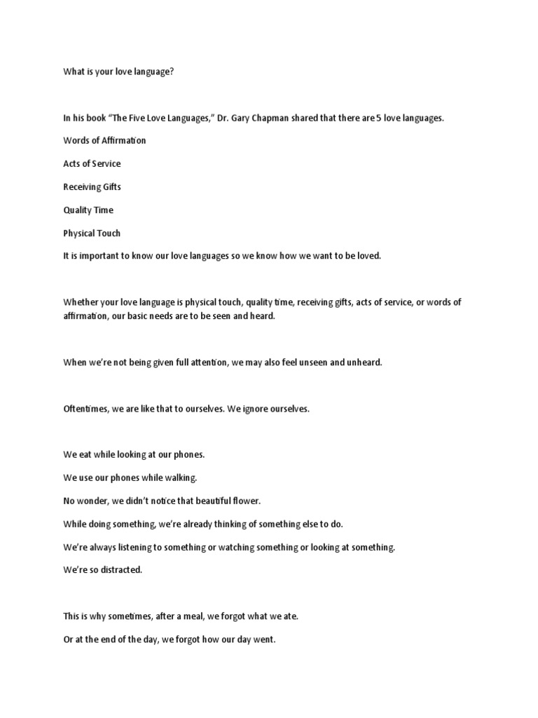 What Is Your Love Language PDF