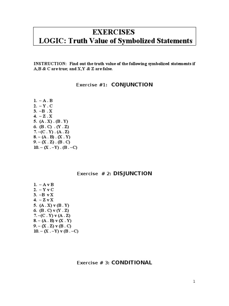 Truth Table Exercises and Solutions | PDF | Teaching Methods ...