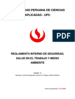 Reglamento Interno de Seguridad Salud en El Trabajo y Medio Ambiente PDF