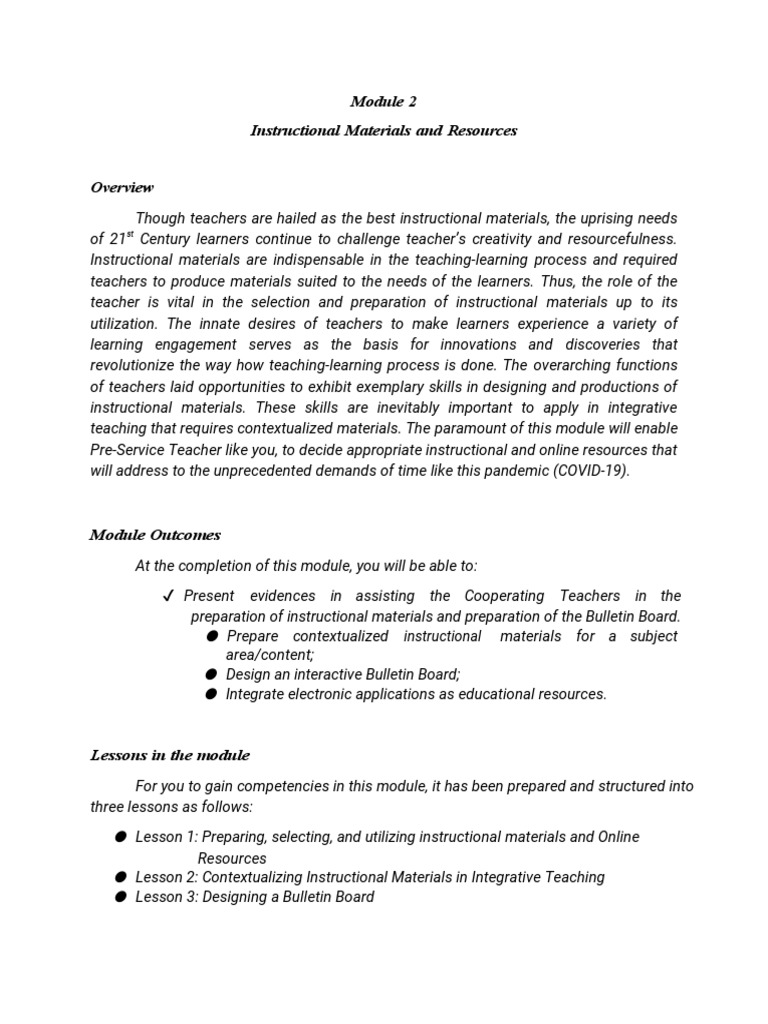 Instructional Materials and Resources PDF Learning Curriculum