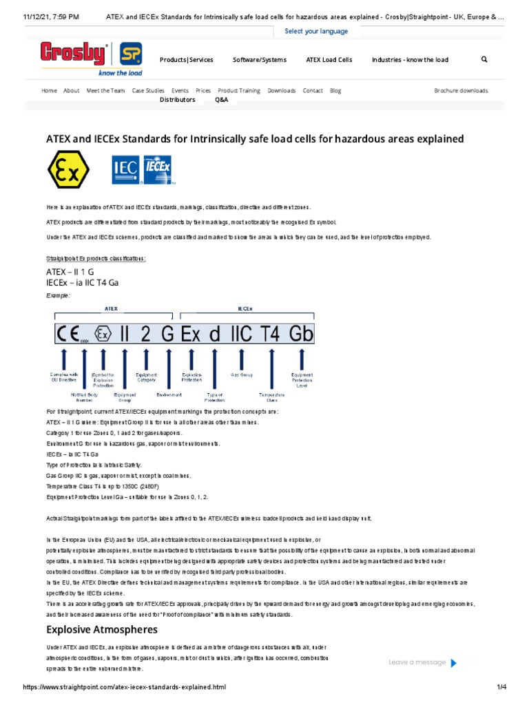 ATEX and IEC Standards For Intrinsically Safe Load Cells For Hazardous Areas Download Free PDF