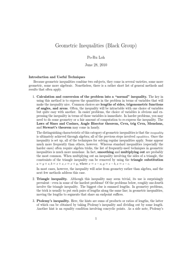 Advanced Geometric Inequalities | PDF | Triangle | Geometry