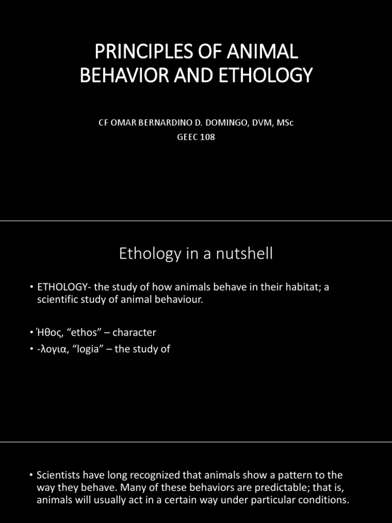 Geec 108 Lec1 Principles of Animal Behavior and Ethology PDF