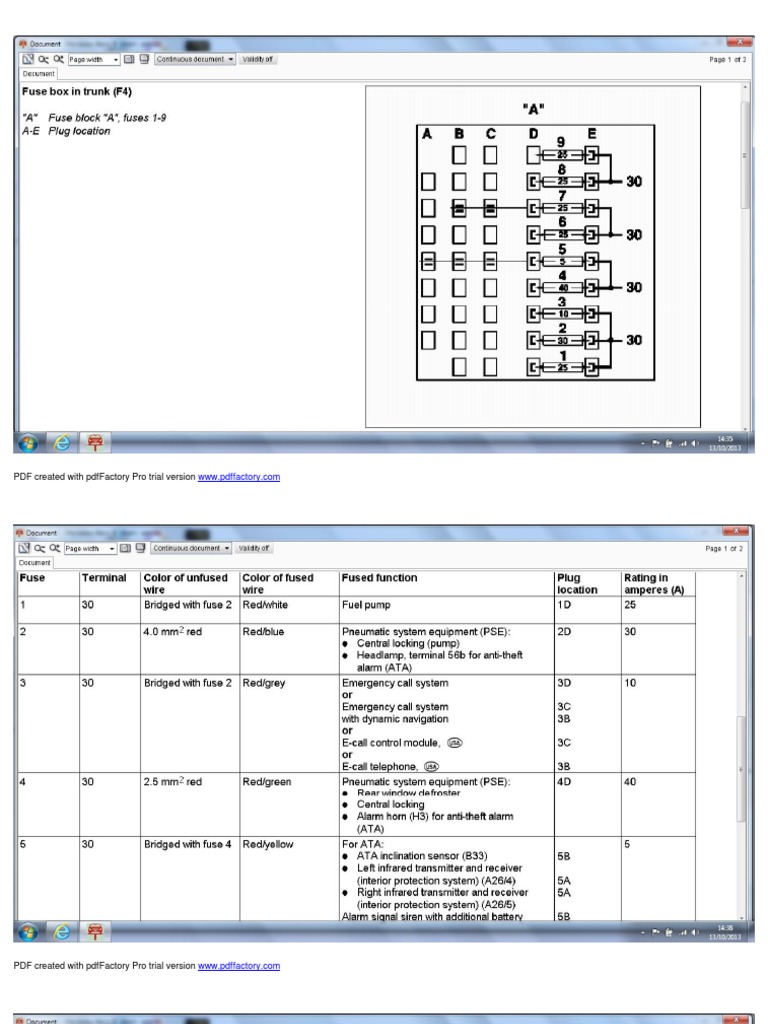 W208 Fuses F4 Assignments PDF