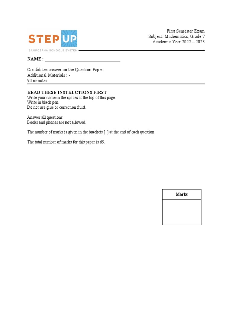 Grade 7 math exam 1 2022 2023 retest pdf