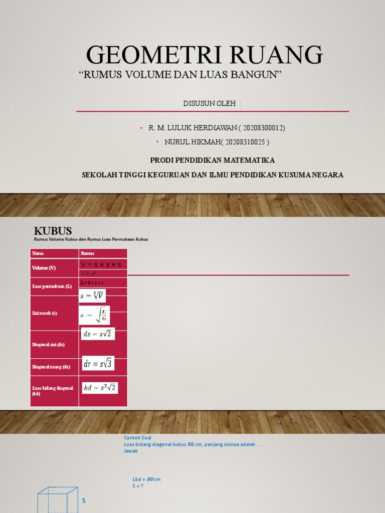 Rumus Volume dan Luas Bangun Ruang | PDF
