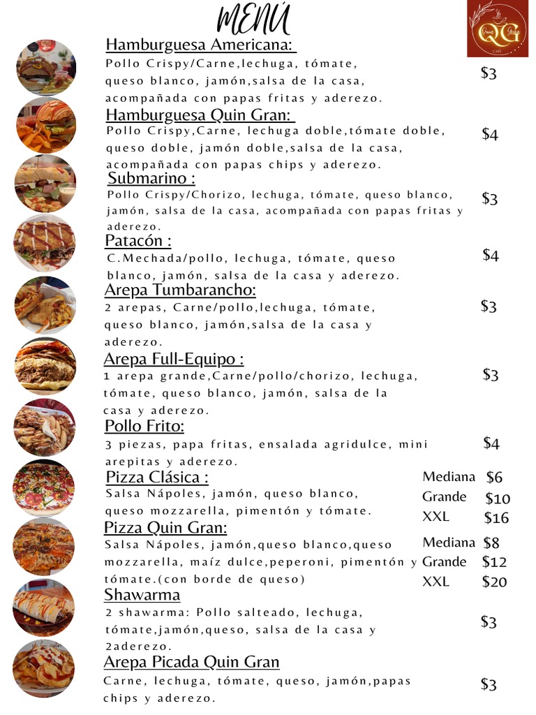 Menú Restaurante Rústico Pintoresco Negro PDF | PDF