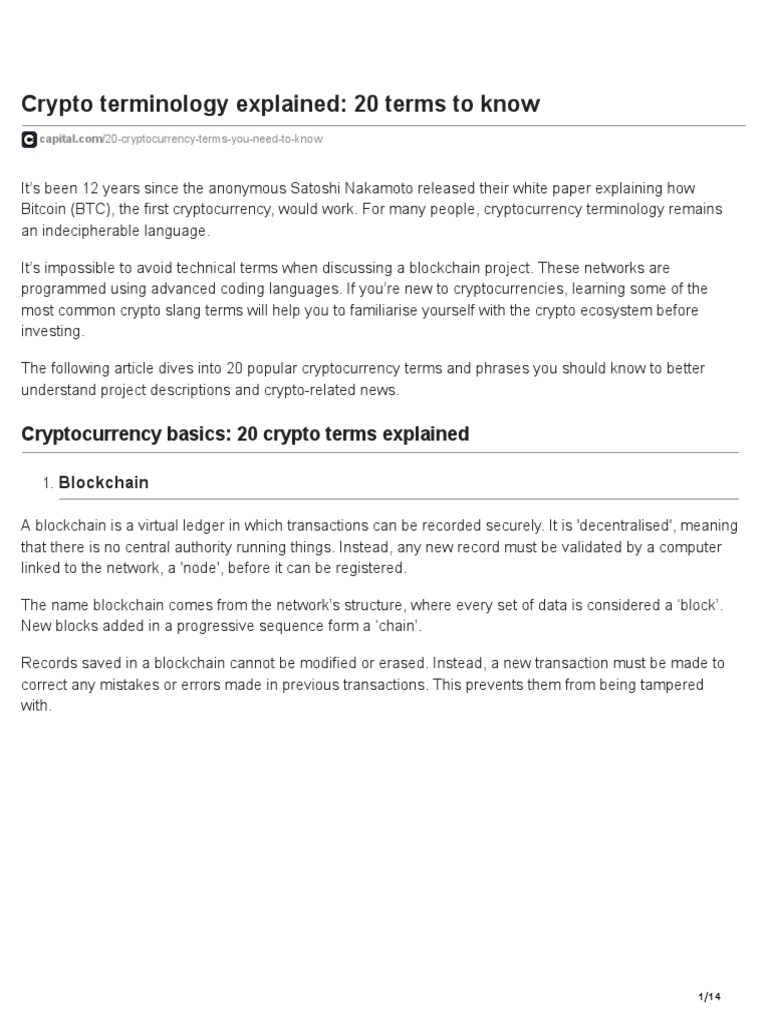 Essential Crypto Terms Explained | PDF | Cryptocurrency | Bitcoin