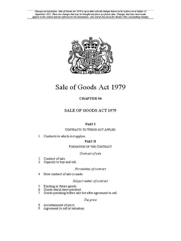 Sale of Goods Act 1979 Updates | PDF