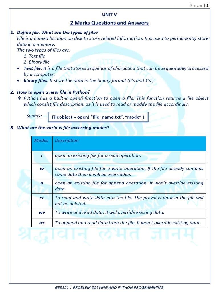 PSPP UNIT-5 FULL 2 Marks Q & A | PDF