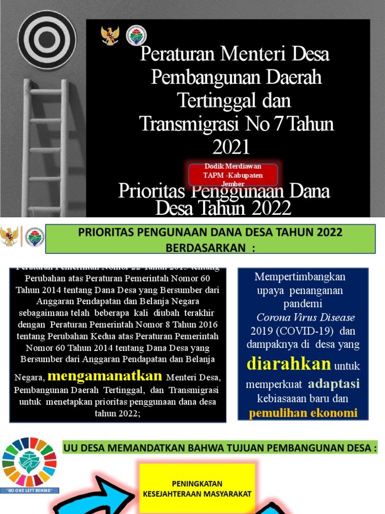 Pointer Permendes PDTT 7 Tahun 2021 Tentang Prioritas Penggunaan Dana