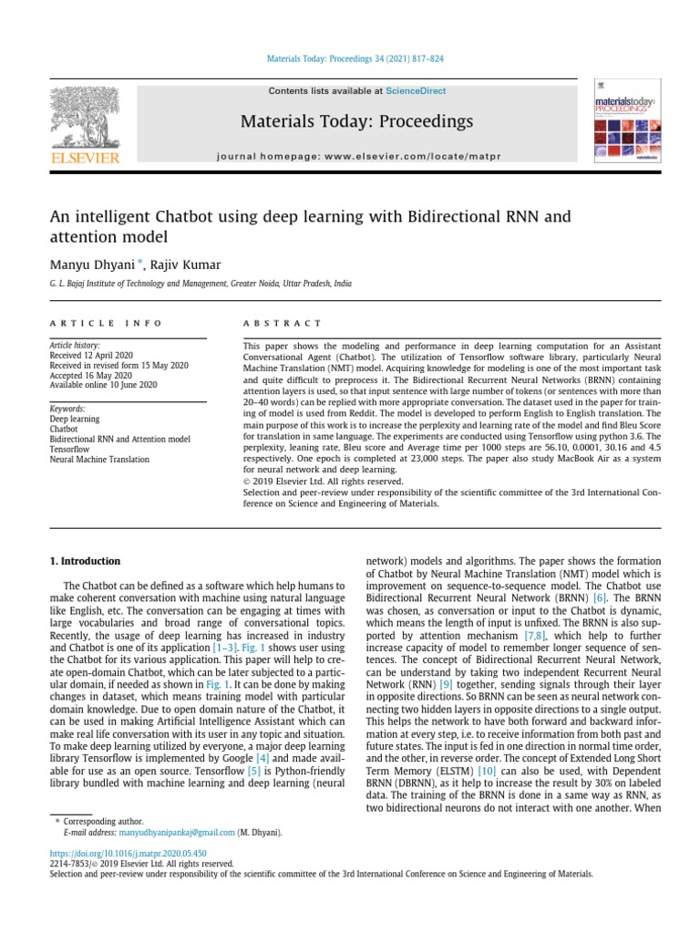 Deep Learning Chatbot with BRNN | PDF | Deep Learning | Artificial ...