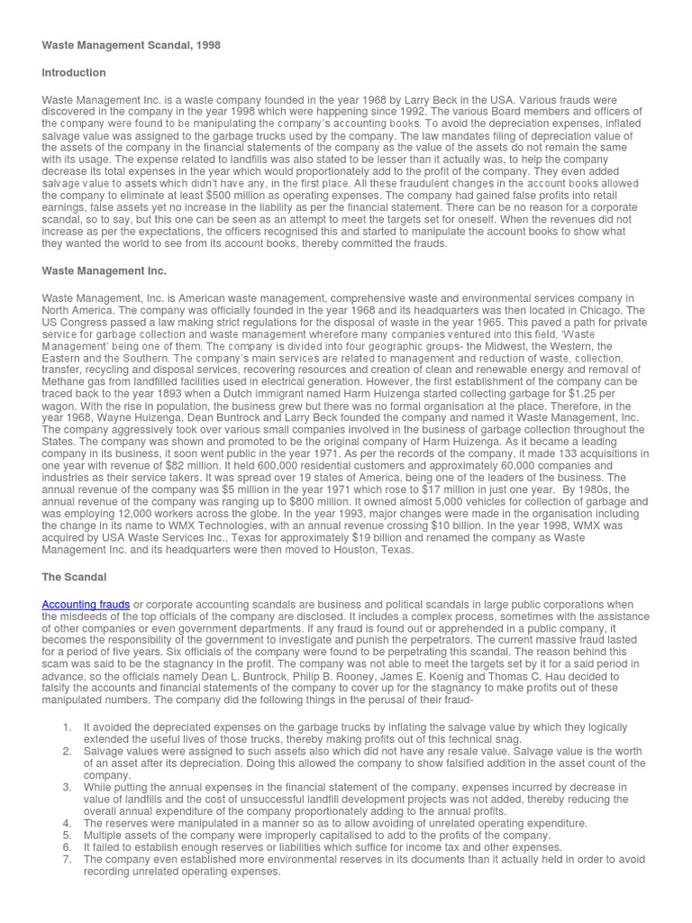 Waste Management Scandal PDF