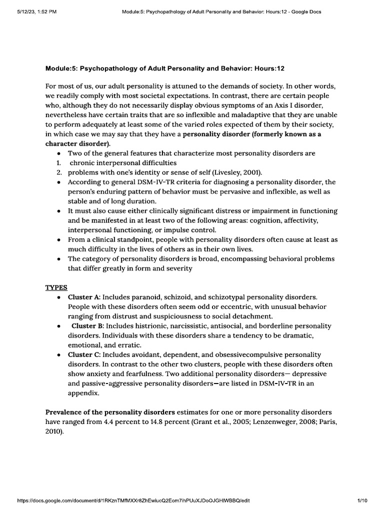Did Personality Disorder Pdf : Avoidant Personality Disorder (AVPD) – SYVU
