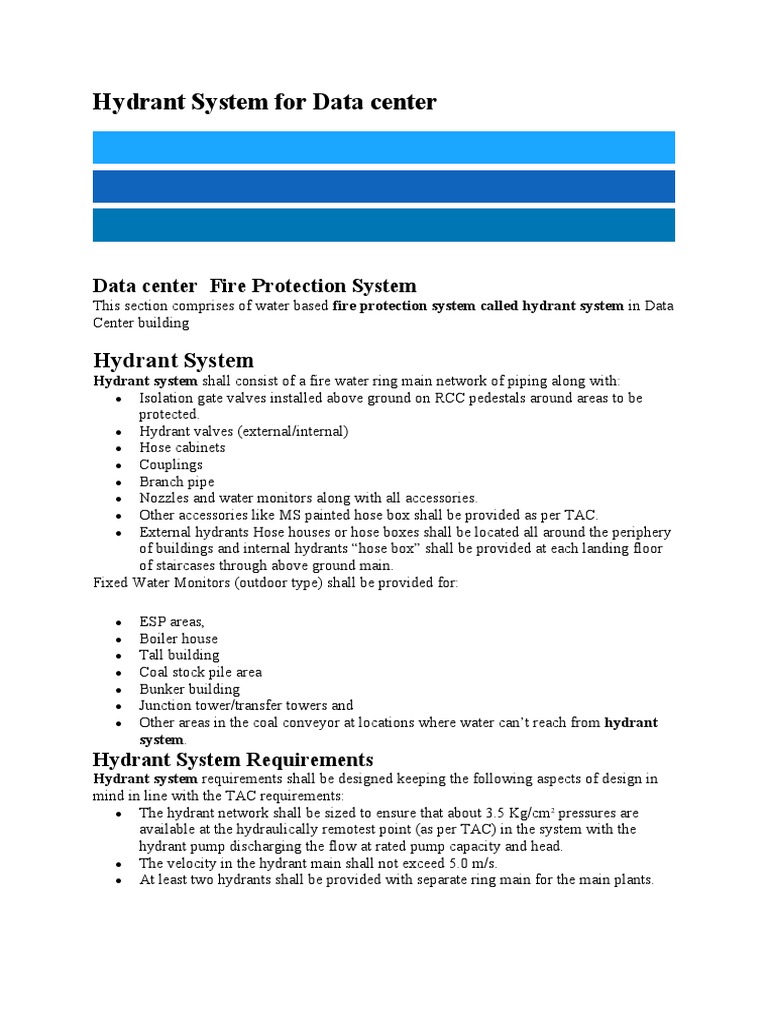 Hydrant Fire Protection for Data Centers | PDF | Valve | Pump