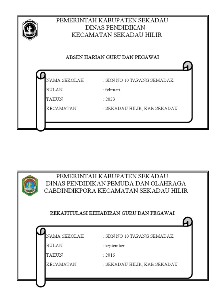 Cover Rekapitulasi Kehadiran Guru Dan Pegawai | PDF