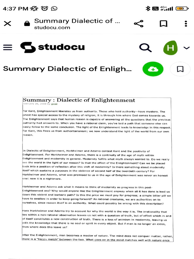Theodor Adorno and Max Horkheimer Dialectic of Enlightenment