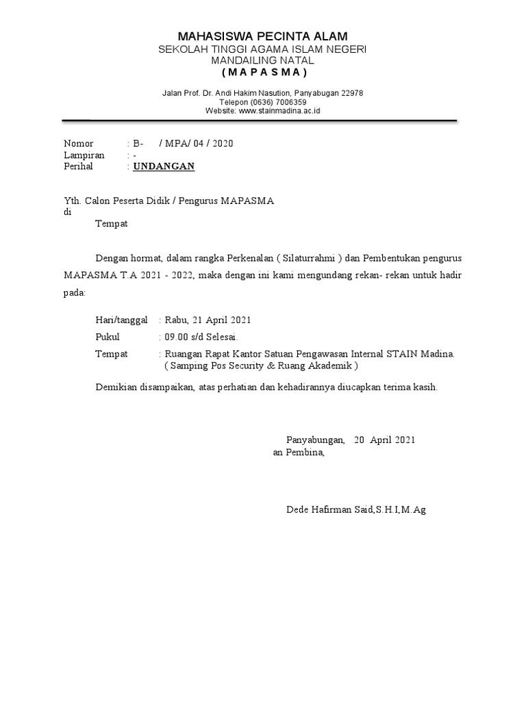 Undangan Mapasma | PDF