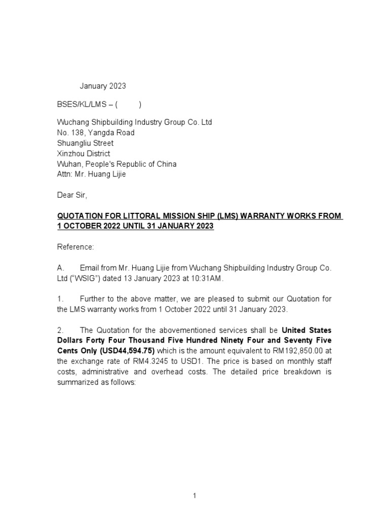 Quotation To WSIG For Works From Oct 2022 - Jan 2023 | PDF | Technology ...