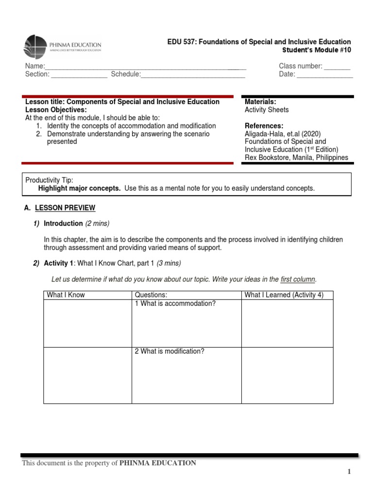 Understanding the Components of Special and Inclusive Education