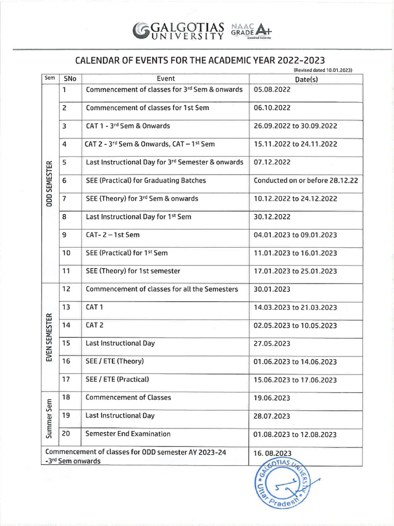 Academic Calander | PDF