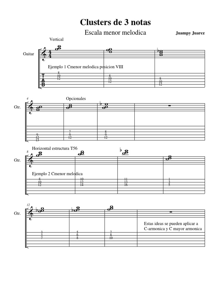 Clusters de 3 Notas Escala Menor Melodica PDF Teoría musical