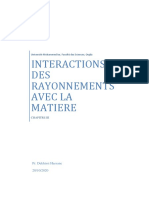 Interactions DES Rayonnements Avec La Matiere: Université Mohammed Ier, Faculté Des Sciences, Oujda