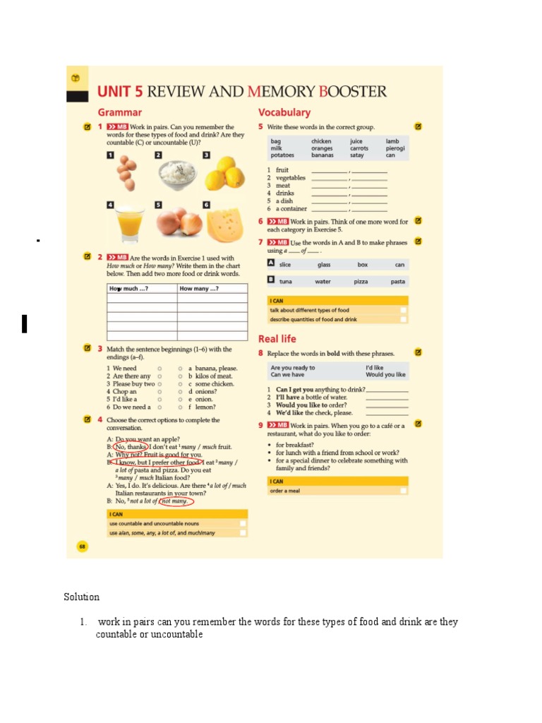 Food and Drink Vocabulary Exercises | PDF