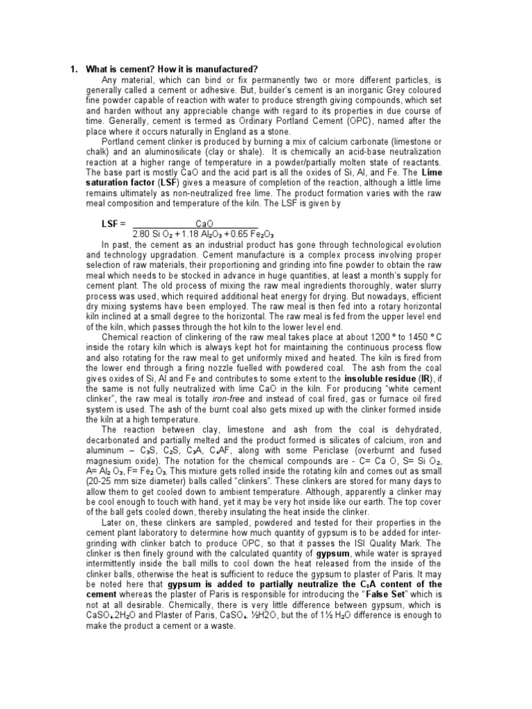 Understanding Cement Manufacturing Process | PDF | Cement | Concrete