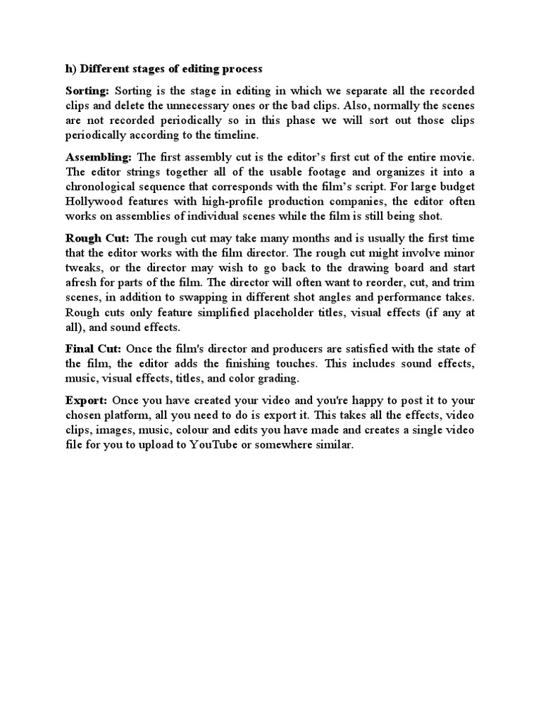 Draft-Stages of Video Editing | PDF