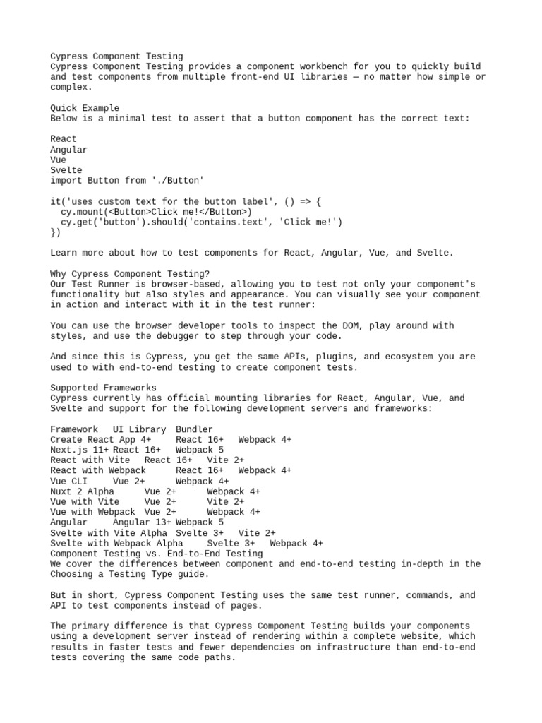 Cypress Component Testing 1 PDF Computer Science Software Engineering