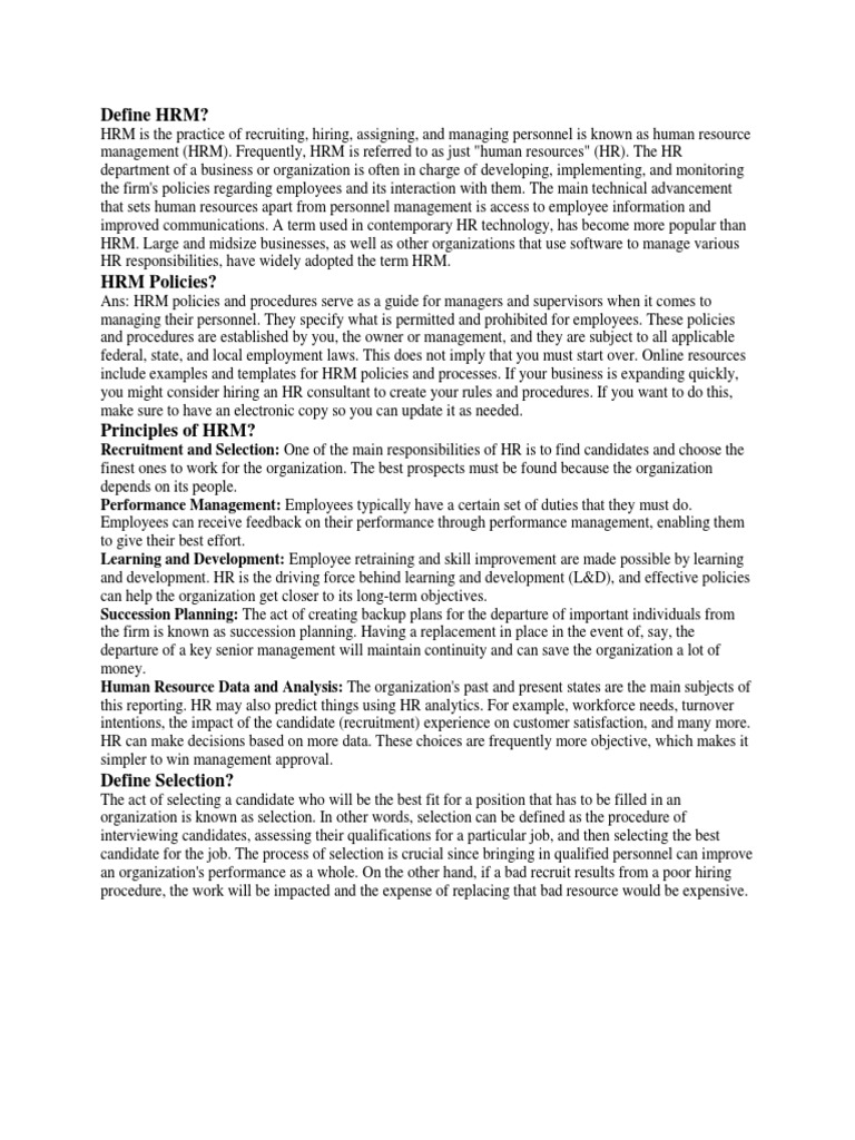 HRM (Human Resources Management) | PDF | Human Resource Management ...