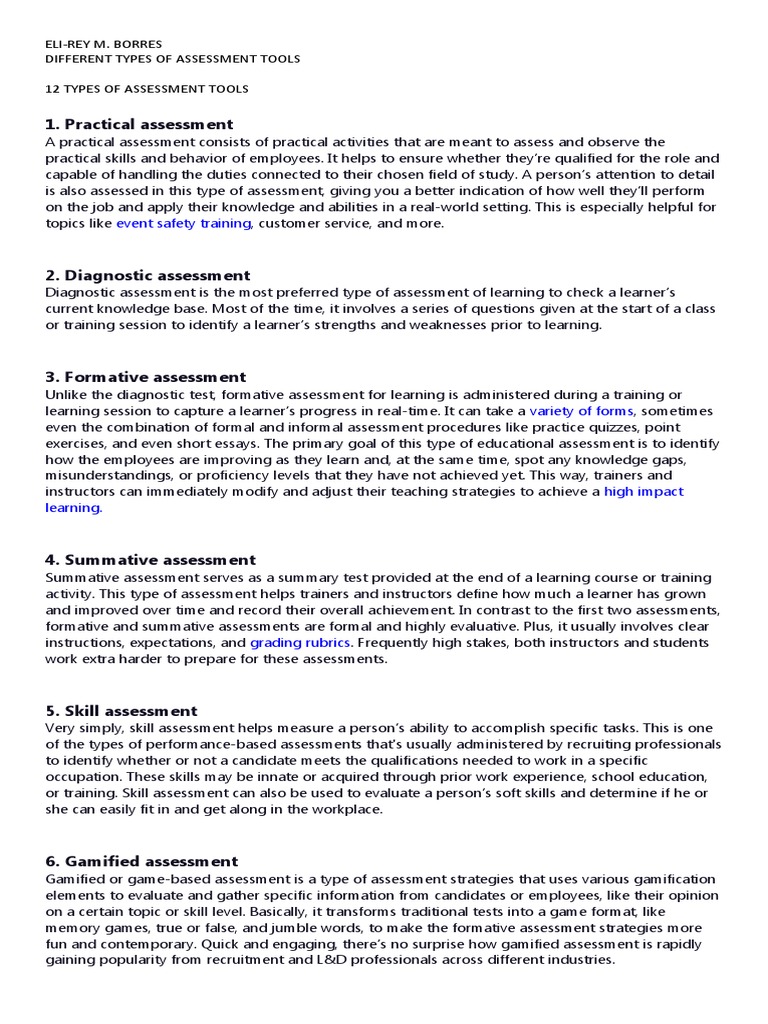 Assessment Tools | PDF | Educational Assessment | Learning