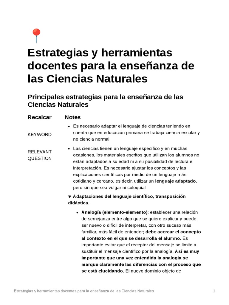 Estrategias y Herramientas Docentes para La Enseanza de Las Ciencias ...