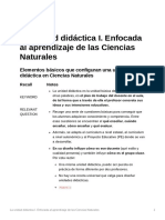 La Unidad Didctica I. Enfocada Al Aprendizaje de Las Ciencias Naturales