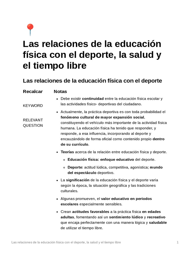 Las Relaciones de La Educacin Fsica Con El Deporte La Salud y El Tiempo ...