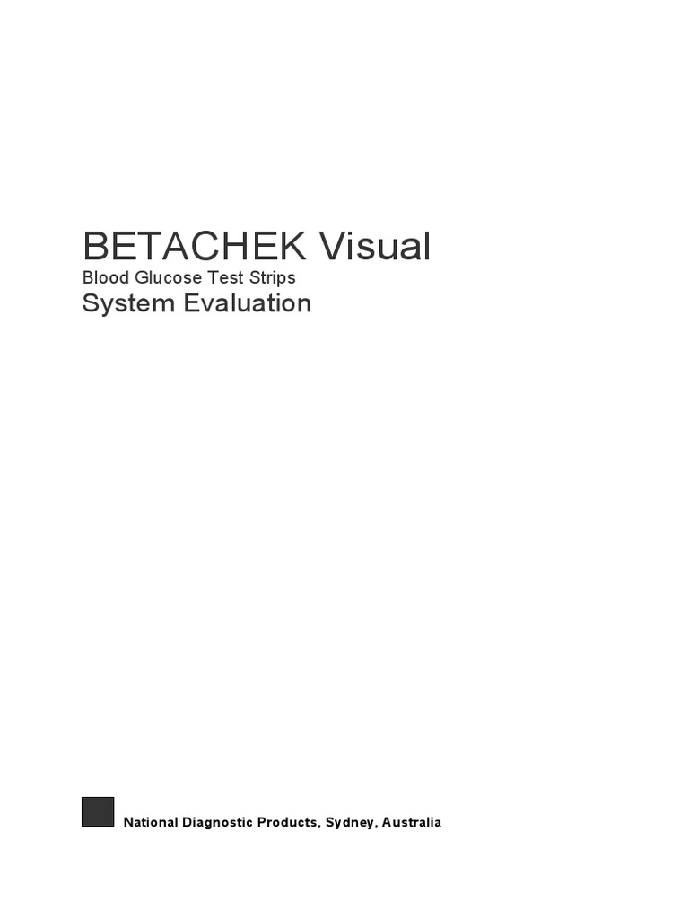 BETACHEK Visual Blood Glucose Test Strips System Evaluation PDF