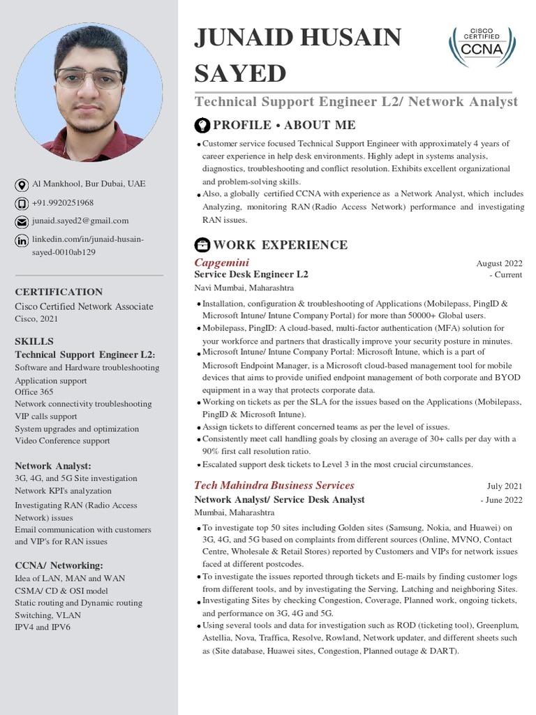 JUNAID HUSAIN SAYED - Original PDF | PDF | Computer Network | Cisco ...