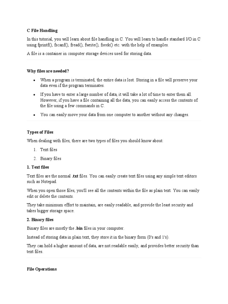 C File Handling Notes PDF