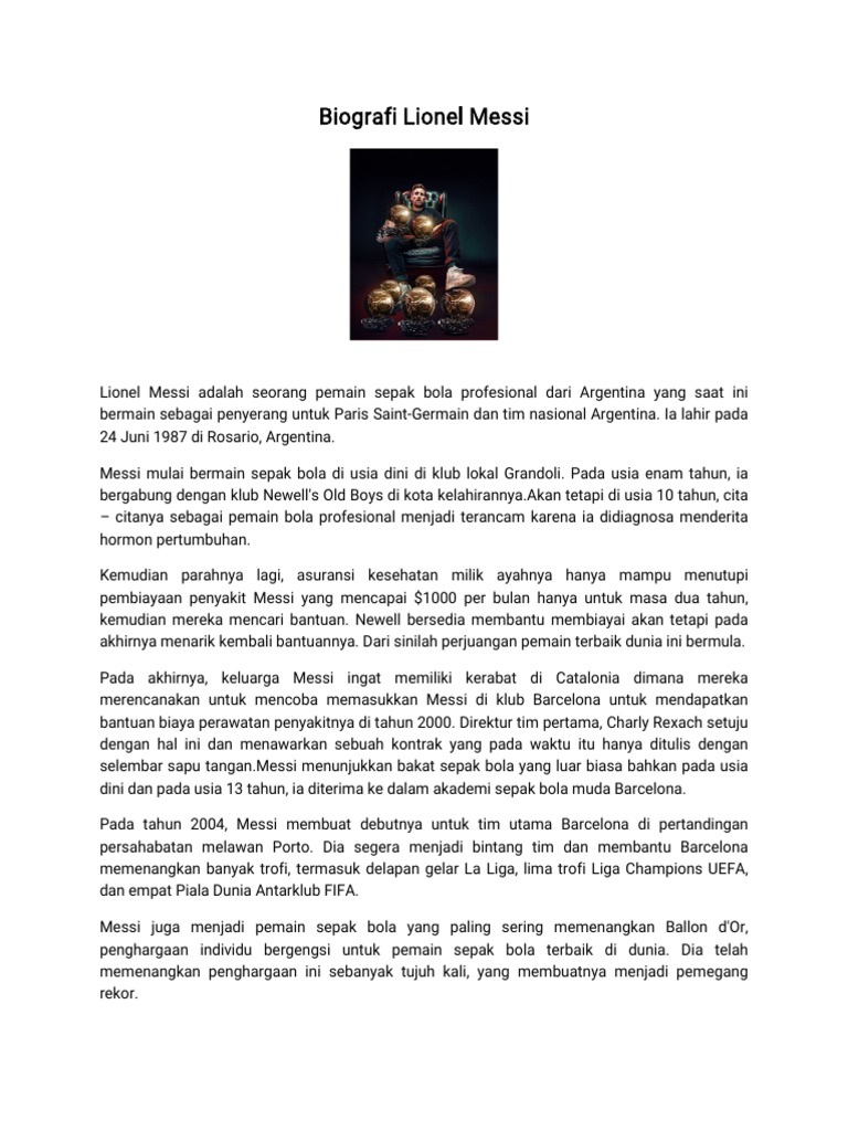Biografi Lionel Messi PDF | PDF
