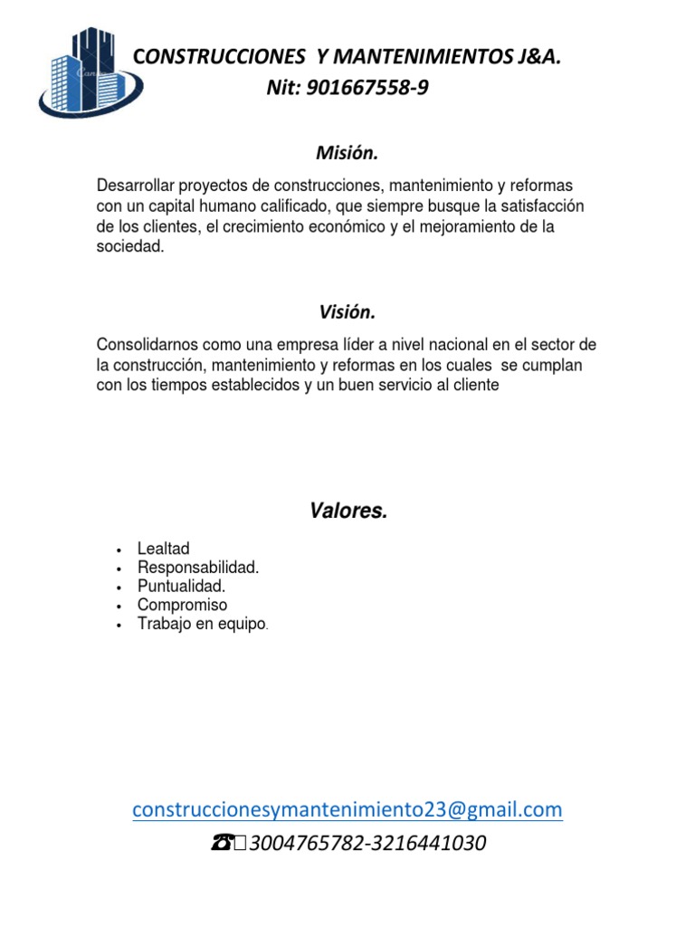 Servicios de Construcción y Mantenimiento J&A | PDF | Economias