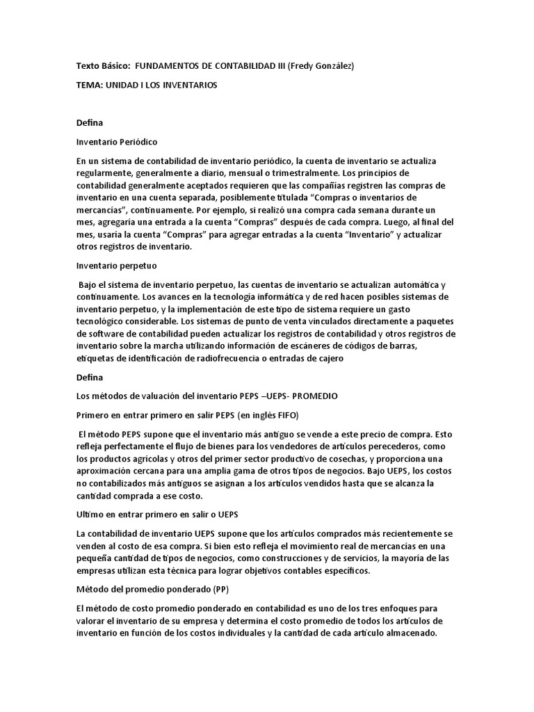 Contabilidad 3 Pdf Inventario Contabilidad