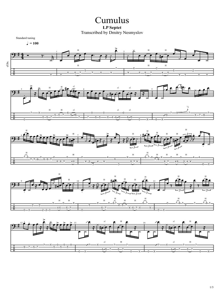 Cumulus LP Septet Bass Tab | PDF