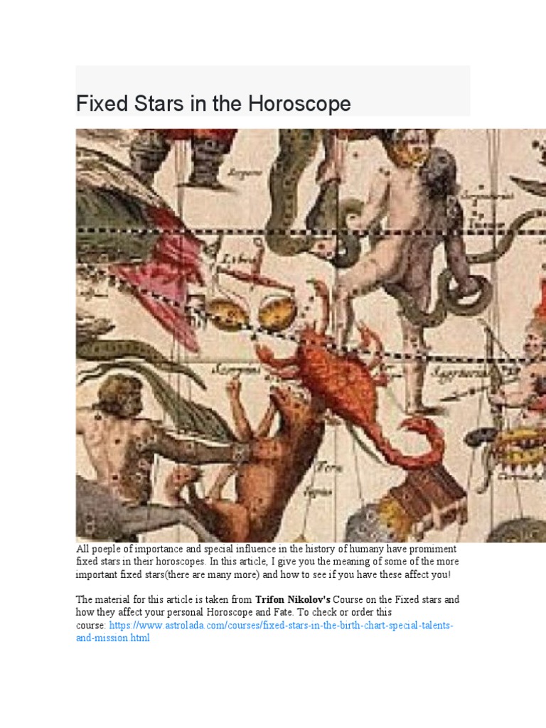 Influence of Fixed Stars in Horoscopes | PDF | Self-Improvement