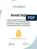 Berender Singh-ScrumAlliance - CSM - Certificate