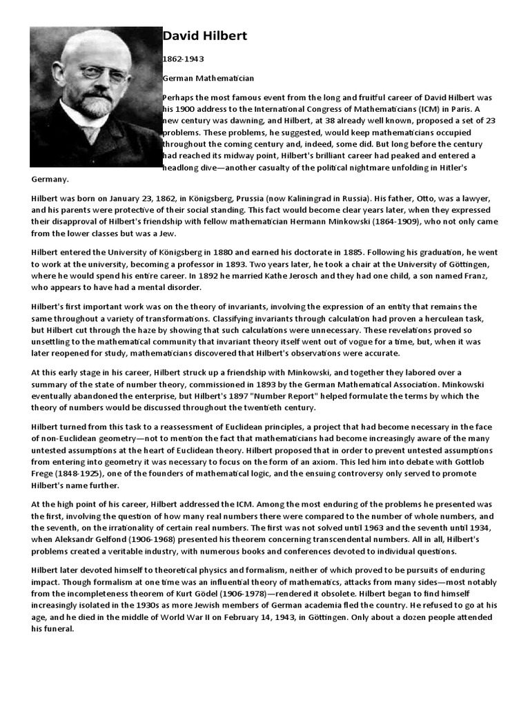 David Hilbert WWPS Office PDF Theory Mathematics