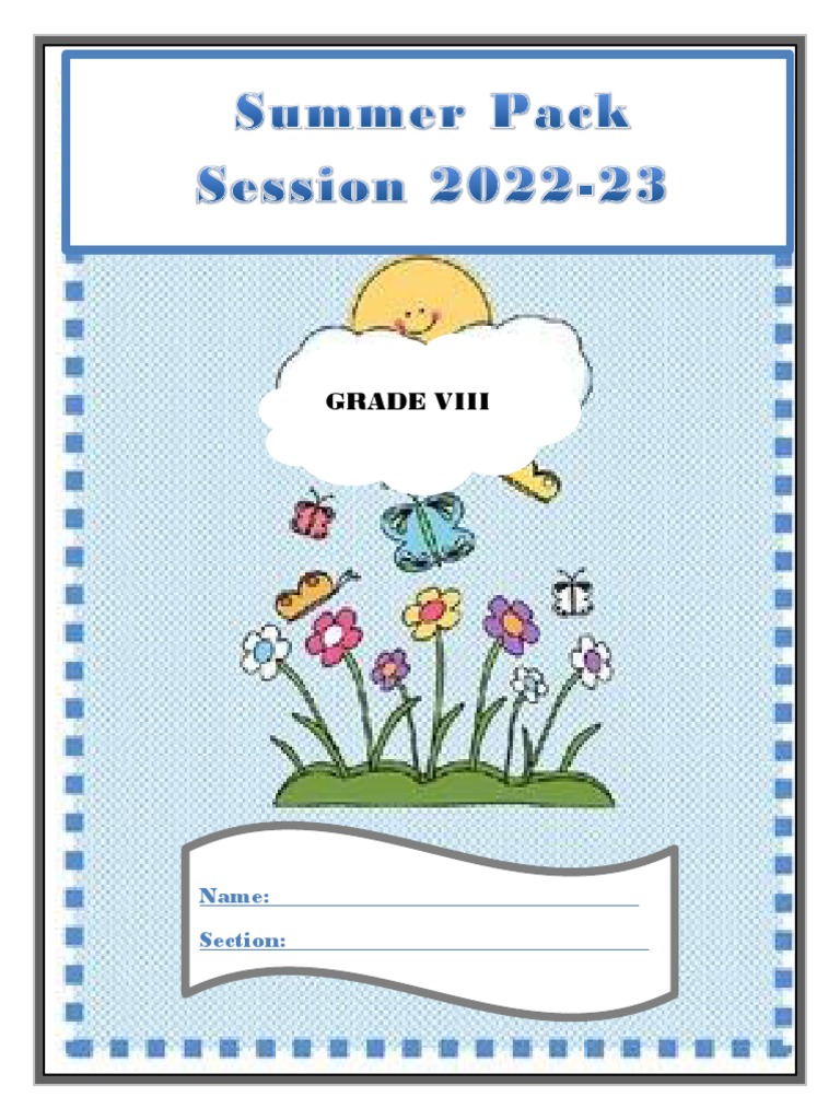 Class 8 Summer Pack Instructions | PDF