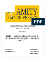 Sociology - Research - Paper Anmol Motwani Ba LLB Sem 04 - A Socio Legal Analysis On Divorce and Its Impact On Indian Society