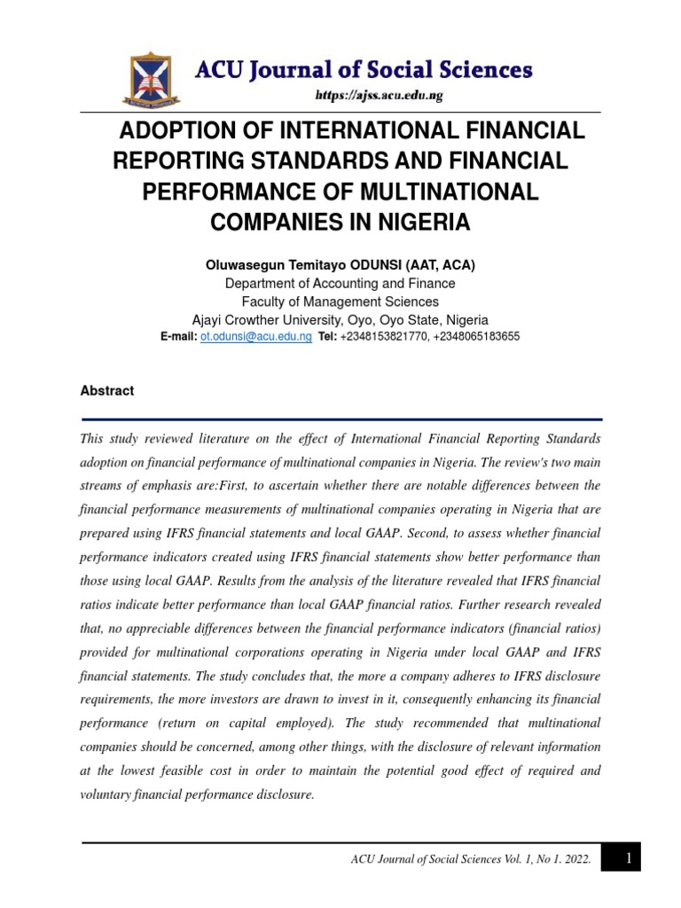 IFRS Impact on Nigerian Multinationals | PDF | International Financial ...